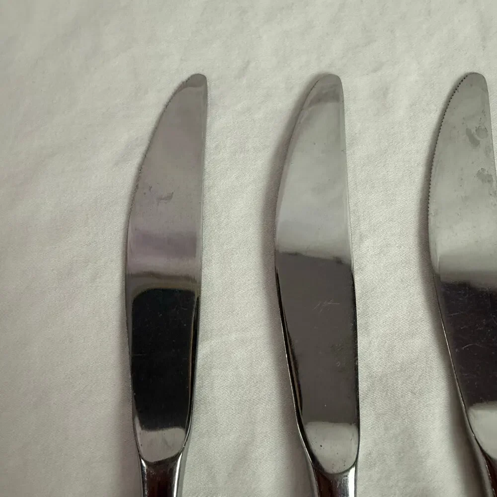 Ekco Eterna La Joya VTG Set 4 Butter Knives Stainless Steel Faux Wood Flatware